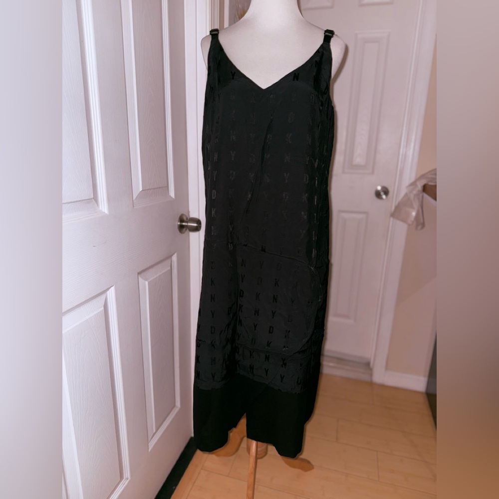 DKNY Black Midi Dress leather straps - Picture 2 of 9